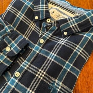 Original Penguin Mens Blue Plaid Flannel Shirt Long‎ Sleeve XXL